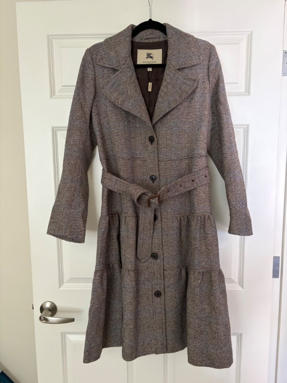 Vintage Burberry Wool Tweed Trench Coat (UK12/US10)